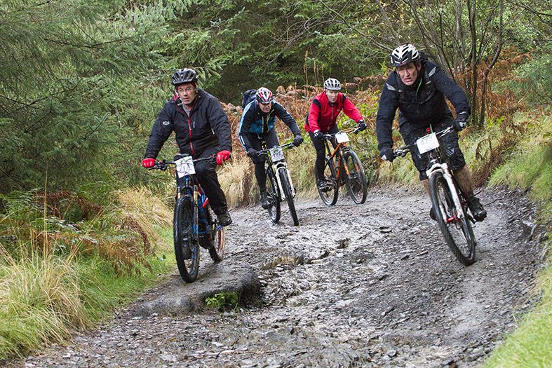 Four riders on Rocky Road